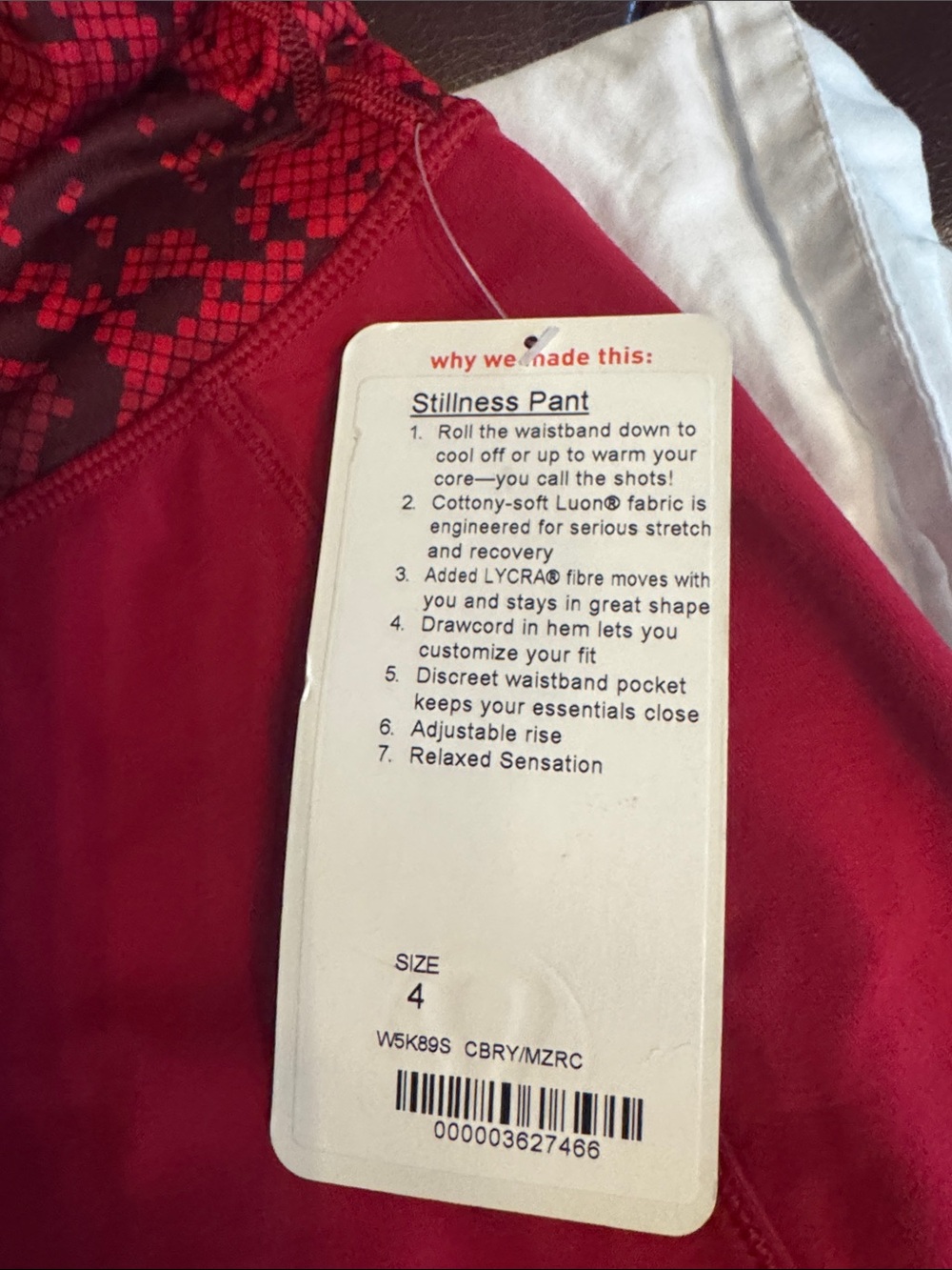 Lululemon Stillness Pant - Women's Red Active Vintage Wide Leg pant